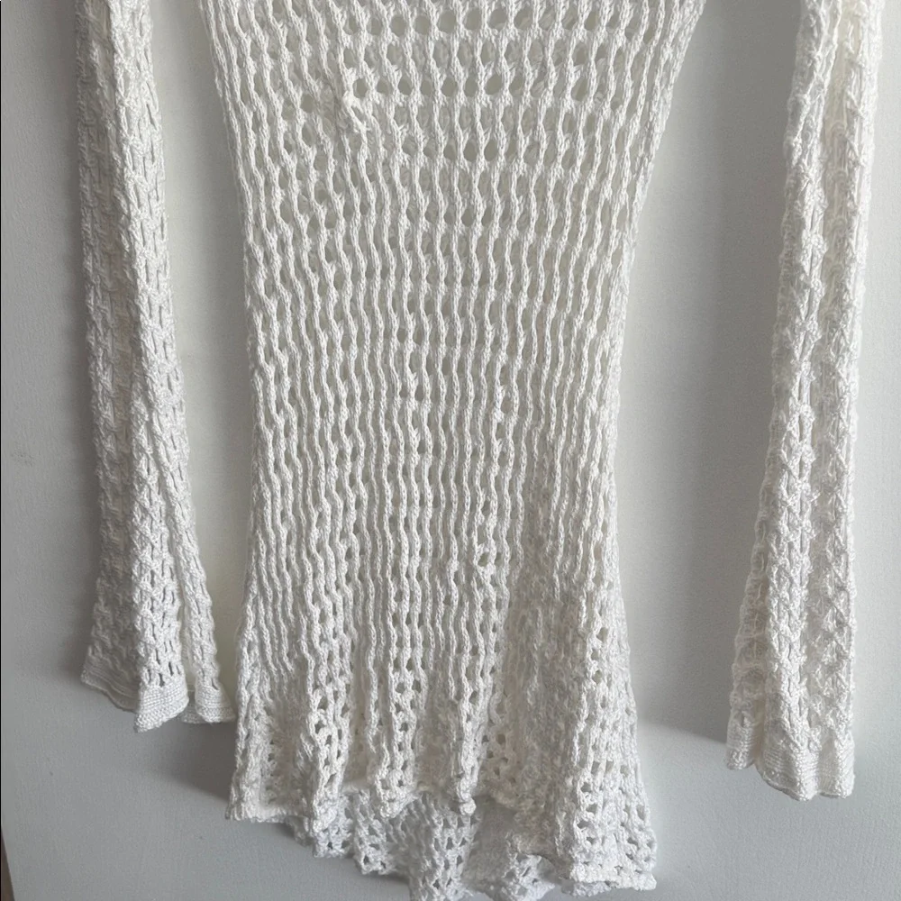ViX Paula Hermanny Size Small Belle Crochet Knit Long Sleeve Cover-Up Women Swim - Picture 15 of 16
